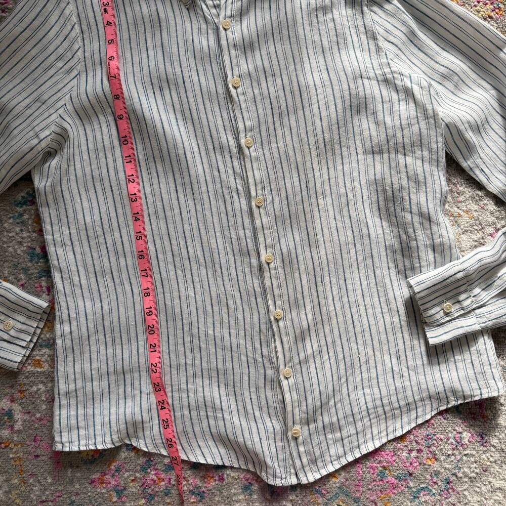 CP Shades White Blue Striped Long Sleeves Button Down Shirt Women’s Size Large - Picture 5 of 9